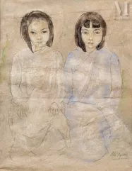 Alix AYMÉ (1894-1989)-"Etude de deux jeunes femmes assises"-img1