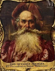 Léon HERBO (Templeuve 1850 - Ixel 1907)-Portait de Don Alvarez Michaël, 1er président du Royal Waterzoei 1569-img1