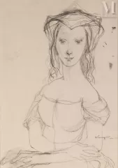 Leonard Tsuguharu FOUJITA (Tokyo 1886 - Zurich 1968)-Portrait de jeune femme, 1952-img1