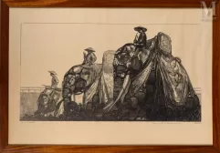 Paul JOUVE (Bourron Marlotte 1878 - Paris 1973)-"Éléphants impériaux à Hué"-img1