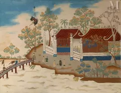 TRAN DINH NAM (XXe siècle)-"La visite au temple"-img1