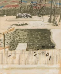 Maurice BRIANCHON (Fresnay sur Sarthe 1899 - Paris 1979)-Jardin sous la neige-img1