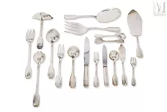 Ménagère en argent composée de 154 pièces.-Modèle baguette Art Déco-img1