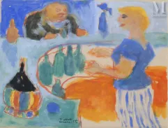 Fikret MOUALLA (Turquie, 1903 - 1967)-Au bar, 1956-img1