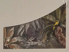 Charles Georges DUFRESNE (1876-1938)-Le lièvre et la perruche, étude pour le salon de Paul et Virginie-img1