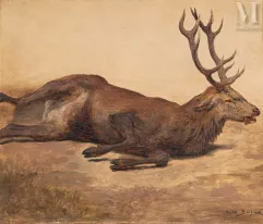 Rosa BONHEUR (1822-1899)-Cerf allongé mourant-img1