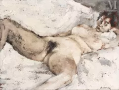 Paolo VALLORZ (Caldes 1931 - Paris 2017)-Nu allongé-img1