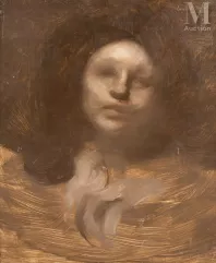 Eugène CARRIERE (Gournay 1849 - Paris 1906)-Portrait de femme-img1