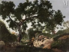 Ecole FRANCAISE vers 1820-Paysan sous les arbres-img1