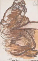 Hedi TURKI (Tunis 1922-2019)-Personnage buvant un café-img1
