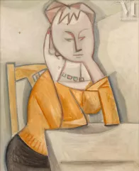 Javier VILATO (1921-2000)-Portrait de femme à table-img1