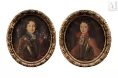 Ecole FRANCAISE vers 1740-Portrait d’un jeune homme au ruban bleu-img1