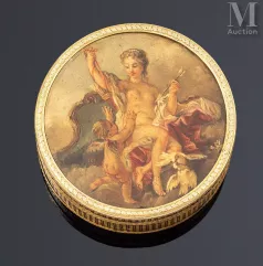 Boîte ronde montée en or (585 millièmes),--img1