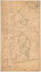 École italienne du début du XVIIIème siècle-Scène religieuse avec deux femmes et des enfants-img1