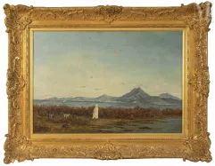 Marc ANTONY (XIXème - XXème) - Ecole orientaliste du XX ème-Chevrier et son troupeau au bord d'un lac-img1