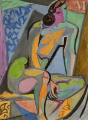 André LHOTE (Bordeaux 1885-Paris 1962)-Femme nue assise-img1
