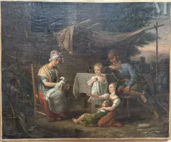 Ecole du XXe siècle-Lot de trois oeuvres sur toile :-img1