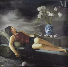PHAM MAI CHAU (né en 1953)-"Jeune fille (Thiếu Nữ)", 2002-img1