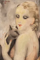 Micao KONO (1876 - 1954)-Portrait de femme au chat-img1