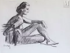 Gustave HERVIGO (1896-1993)  (1896-1993) Peintre officiel de la Marine-"Nu"-img1