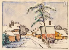 Paul Emile  PISSARRO (Eragny 1884 - Clecy 1972)-Paysage sous la neige-img1