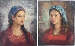 Sabry Helmy RAGHEB (Egypte 1920 – 2000)-Deux portraits de femme-img1