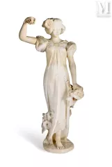 Ecole du XXème siècle-Femme élégante aux fleurs-img1