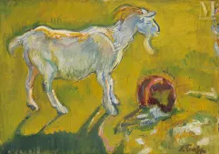 Nicolas TARKHOFF (Moscou 1871 - Orsay 1930)-Chèvre blanche au pâturage-img1