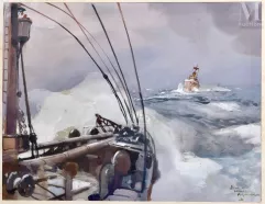 Jean-Louis PAGUENAUD (1876-1952)-"Coup de vent au large de l'île de Crète"-img1