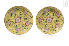 CHINE, Marque et époque Xuantong-Paire d'assiettes en porcelaine-img1