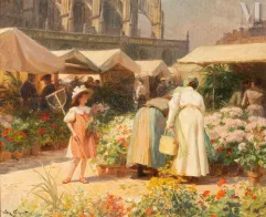 Victor-Gabriel GILBERT (1847 - 1935)-Bloemenmarkt Dieppe-img1