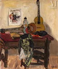 Yves BRAYER (Versailles 1907- Paris 1990)-Nature morte aux objets espagnols-img1