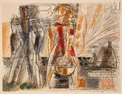 Marcel GROMAIRE (Noyelles-sur-Sambre 1892 - Paris 1971)-La robe rouge-img1