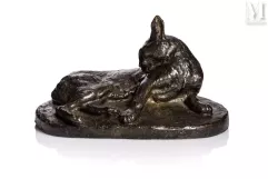 Charles VALTON (1851 - 1918)-"Lynx allongé"-img1