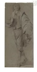 École hollandaise du XVIIème siècle-Portrait d’homme en pied tenant un chapeau-img1