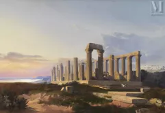 Thomas COLE  (Bolton/Angleterre, 1801 - Catskill/U.S.A. 1848)-Le Temple de Junon à Agrigente-img1