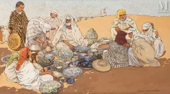 Yvonne KLEISS - HERZIG (Tizi Ouzou 1895 - Mougins 1968)-Le marché de poteries marocaines-img1