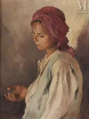 Max MOREAU (Soignies 1902-Grenade 1992)-Portrait de femme pensive-img1