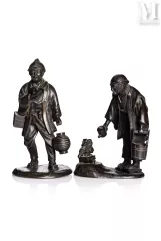 JAPON, Epoque Meiji-Ensemble de deux okimono en bronze-img1