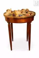 Table guéridon, plateau marbre. Style Louis XVI--img1