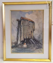 Frank BOGGS (1855-1926) Aquarelle et crayon gras--img1