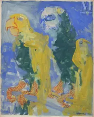 Fikret MOUALLA (Turquie, 1903 - 1967)-Perroquets-img1