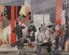 CHARLES FOUQUERAY (1869-1956)-Scène de temple-img1