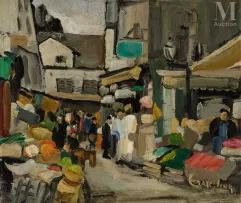 Lazare LEVY (Odratzheim 1867 - Tunis 1933)-Scène de marché-img1