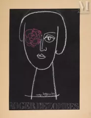 Roger BEZOMBES (Paris 1913-1994)-Portrait à la fleur-img1