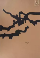 Eduardo CHILLIDA-"Abstraction aux lignes noires "-img1