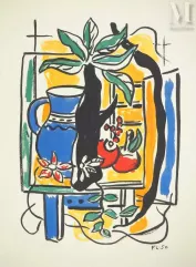 Fernand LEGER-"Nature morte au pichet bleu, c. 1950 "-img1