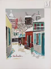 Maurice UTRILLO-Montmartre : le Moulin de la Galette et le Sacré Coeur sous la neige-img1