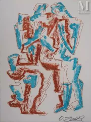 Ossip ZADKINE-"Le couple sculptural, 1966 "-img1