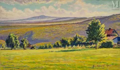 Gustave CARIOT (Paris 1872 - 1950)-Vue de paysage  montagneux, 1946-img1